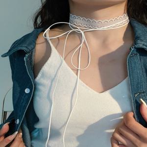 레이스 트림 롱 스카프 여성 봄 여름 가을 겨울 계층화 된 디자인 목걸이 쇄골 스트랩 한국 스타일 다목적 액세서리