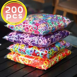 100/200pcs 여자 여자 다채로운 나일론 탄성 헤어 밴드 포니 테일 잡아 작은 HairTie 고무 밴드 Scrunchie 헤어 액세서리