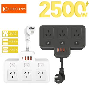 호주 전원 스트립 AU 멀티탭 벽걸이형 독립 스위치 전원 소켓(USB C 충전 포트 포함) 네트워크 필터 어댑터