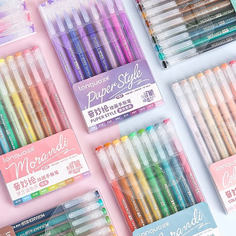 9pcs Colores 마커 브러쉬 펜 세트 빠른 건조 낙서 그림 그리기 형광펜 학생 미술 문구 용품