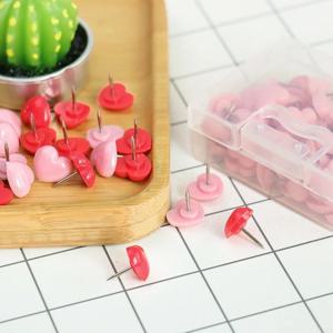 심장 모양 50pcs 플라스틱 품질 코르크 보드 안전 컬러 푸시 핀 엄지 압정 사무실 학교 액세서리 용품