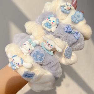 5Pcs Sanrio 여자 헤어 밴드 귀여운 만화 Cinnamoroll 헤어 밧줄 탄성 머리띠 헤어 액세서리 포니 테일 홀더 휴일 선물