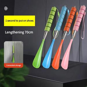 스트레치 가능한 긴 신발 뿔, 금속 신발 뿔, 임산부 노인 신발 스푼, 구부리지 않고 착용 신발 뒤집개, 30cm-71cm, 1 개