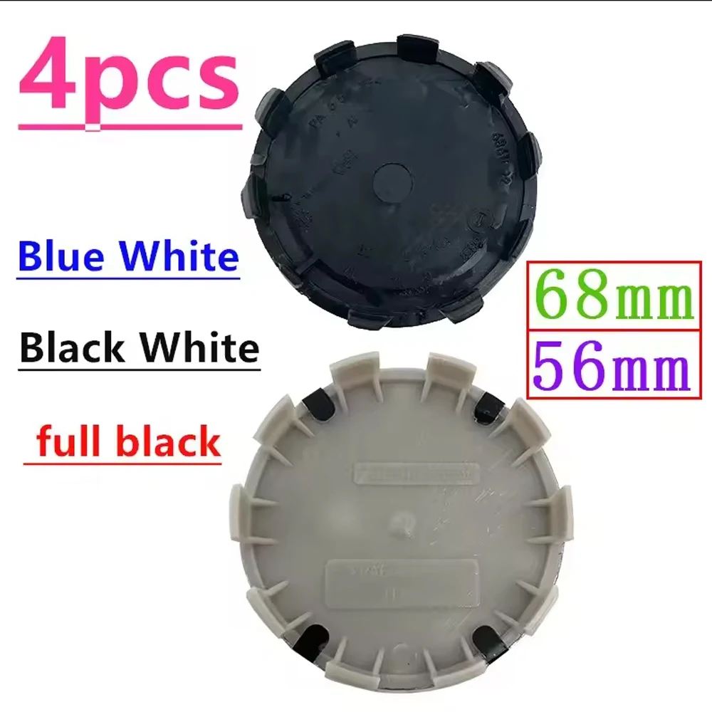 4PCS 휠 센터 캡 68mm 56mm 파란색 흰색 Hubcap BMW E46 E90 E30 F10 F30 X5 X3 E39 F25 E60 E91 E87 M 자동차 액세서리