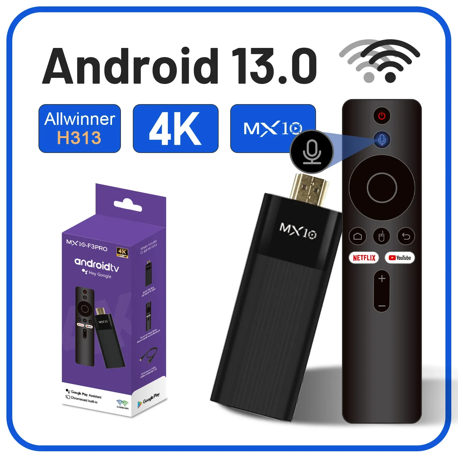 4K MX10 F3 PRO TV 스틱 4k Fire TV 스틱 TV 원격 제어 안드로이드 TV 스틱 쿼드 코어 Firestick 4k