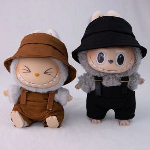 17cm 미니 인형 의류 복장 액세서리 Labubu V1 V2 스트라이프 오버올 모자 안경 신발 멋진 잘 생긴 의류 선물
