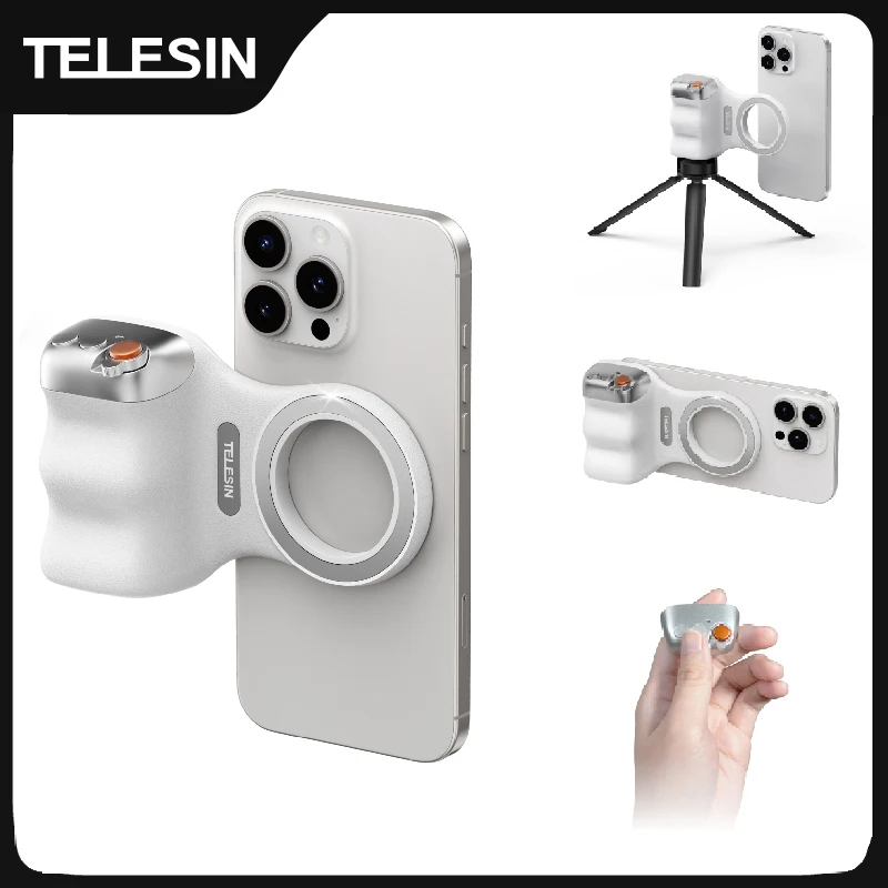 TELESIN 자기 전화 카메라 촬영 손 그립 전화 홀더 촬영 보조 아이폰 화웨이 삼성 전화에 대한 원격 제어 핸들