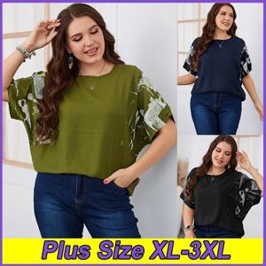 여성 플러스 사이즈 티셔츠 여름 느슨한 캐주얼 의류 XL-3XL 라운드 넥 통기성 티셔츠 세련된 통근 기질상의