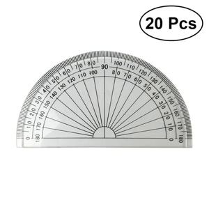 20Pcs 4 인치 10cm 플라스틱 180 각도 측정 눈금자 학교 사무실 학생 수학 (투명)
