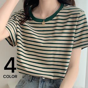 [브리치] 보니제이 / 데일리 골지 스트라이프 라운드 티셔츠 4 color