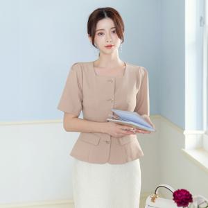아베니 스퀘어 핀턱 소매 페플럼 블라우스 빅사이즈/오피스룩/하객룩