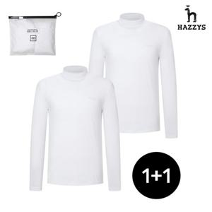 [인기] 헤지스남성 1+1 냉감티셔츠 UV차단 하이넥이너 골프티셔츠 HUTS5B910