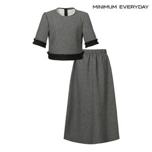 정상가:159,000원 ㅣ [미니멈 에브리데이]프릴 주름 블라우스 밴딩 스커트 셋업 (EB2OW004D)