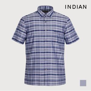 [INDIAN] 울 블랜드 미디움체크 반팔셔츠_MITNSYM3431