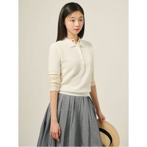 [25SS][빈폴솔솔니트] 와플 칼라넥 반소매 풀오버  화이트 (BF5451C101)