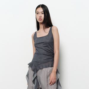 [정상가 68,000원] RUFFLE SLEEVELESS TOP (dark