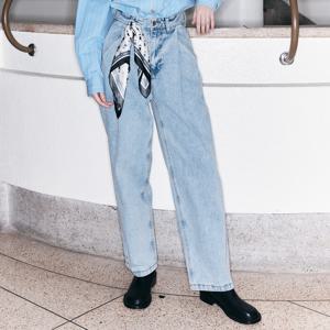 우먼즈 데일리 턱 와이드 데님 팬츠 [ICE BLUE]