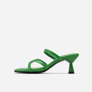 [솔트앤초콜릿] 스퀘어 토 스트랩 슬리퍼 뮬 412223018 6cm/3colors