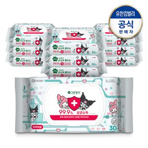 그린핑거 손소독 물티슈 마이멜로디&쿠로미 캡형 30매X10팩