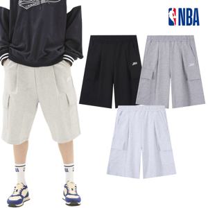 NBA 남녀공용 와이드핏 5부6부 버뮤다 카고 반바지 N252TP020P