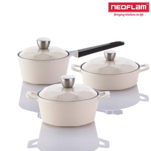 네오플램 에콜론 냄비 캐럿 3종 세트 편수18cm + 양수20cm + 전골24cm
