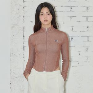 언레이블 뷔스티에 백스트링 집업 브라운