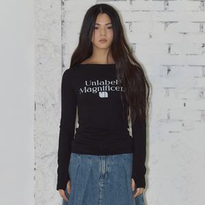 언레이블 쉐어 보트넥 롱 슬리브 블랙