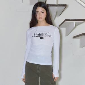 언레이블 쉐어 보트넥 롱 슬리브 화이트