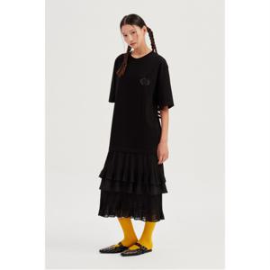 [최초 판매가: 498,000원] Hem Pleats Mix Jersey Dress_LFDAA24200BKX