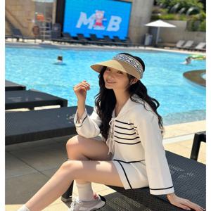 [헤지스 액세서리] [[24SS]] HILG4E105I2 내츄럴 브라운 썬캡 & 실크 스카프