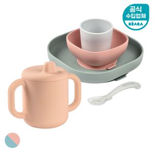 플래티넘 실리콘 스파우트컵+4종 흡착식판 식기세트