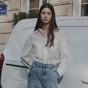 EMBROIDERED STRIPE POCKET SHIRT WHITE