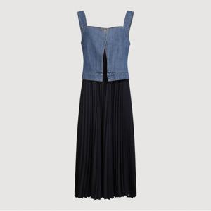 Denim Woven MIX Pleats Dress_LFDAA24130XXX
