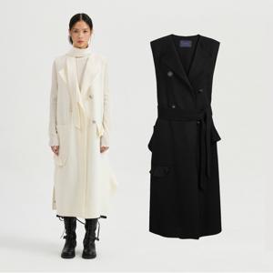 [Handmade] Belt Woven Frilled Long Vest 2종택1