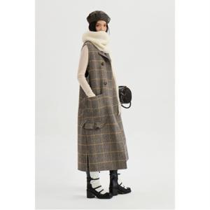 [Handmade] Option Belt Checkered Long Vest (brown)_LFVAW24405BRX