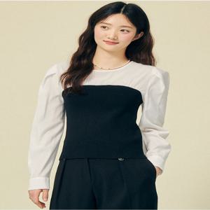 [JJ지고트]니트배색 뷔스티에블라우스GP4A0BLR11