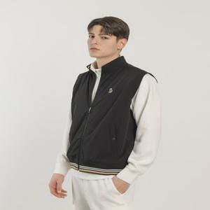 헤지스골프 [ONLINE EXCLUSIVE] 블랙 남성 우븐 집업 베스트 점퍼HUJU5A992BK