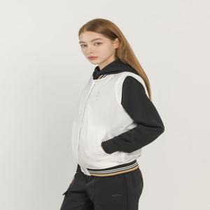 헤지스골프 [ONLINE EXCLUSIVE] 화이트 여성 우븐 집업 베스트 점퍼HWJU5A992OW