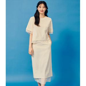 [JJ지고트]시스루 배색 백 슬릿 스커트GP5A0SKJ21