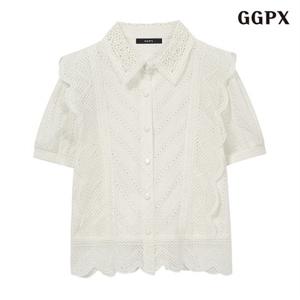 정상가:79,000원 ㅣ 펀칭 레이스 카라 블라우스 (GPBBA001D)