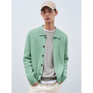 남성  빈폴  립조직 셔츠형 가디건 - 라이트 그린 BC415AC02L