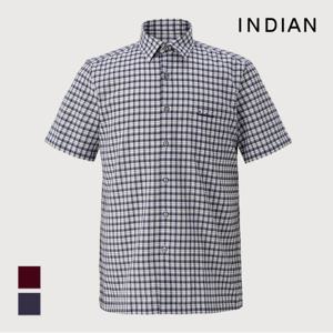 [INDIAN] 써커 미니멀체크 반팔셔츠_MITNSYM2401