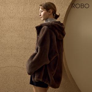[초코브라운 한정] 로보 24FW 라도마社 리버시블 후드 무스탕