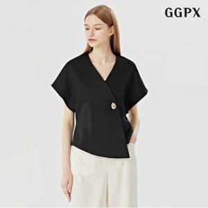 정상가:99,000원 | 페미닌 V넥 원버튼 언발 반팔 자켓 (GOAJK023D)