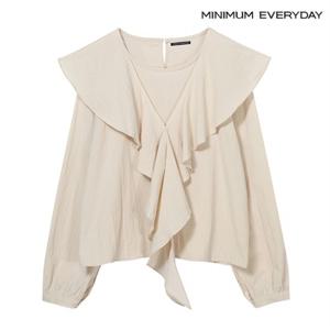 정상가:79,000원 ㅣ [미니멈 에브리데이]프릴 라운드넥 블라우스 (EB1BA031D)