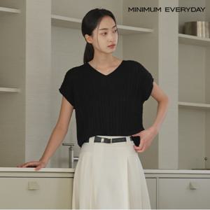 정상가:59,000원 ㅣ [미니멈 에브리데이]데일리 브이넥 크롭 반팔 니트 (EB2KT012D)