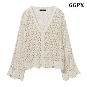 정상가:79,000원 ㅣ 브이넥 뜨개 자수 가디건 (GPBCK004D)