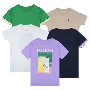 [후스타일] (최초가 59900원) 루즈핏 코튼 티셔츠 5종 세트