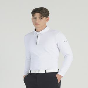 헤지스골프 화이트 남성 에센셜 긴팔 카라 티셔츠HUTS5A201OW
