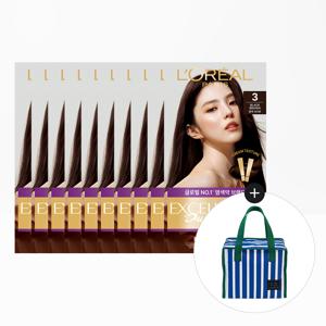 엑셀랑스 듀오크림 염색약 10개+스트라이프 런치 쿨러백
